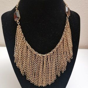 BP Gold/Brown Tassel Choker Chain Necklace